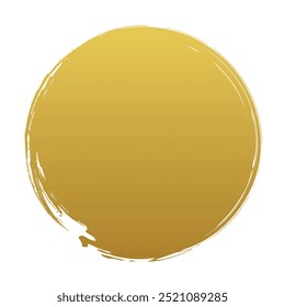 Illustration material of a gold circle that looks like it was painted with a brush