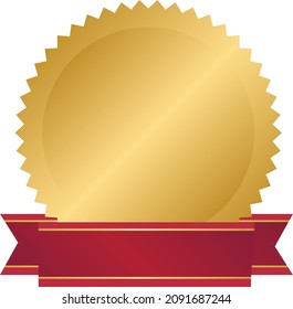 Illustration material of gold medal and ribbon that can be used for advertising etc.