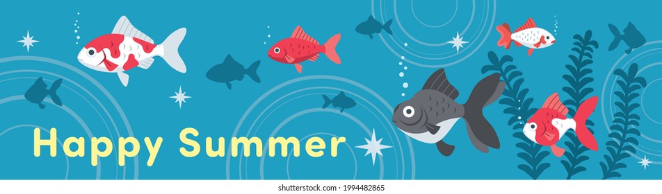 Illustration material in goldfish and water