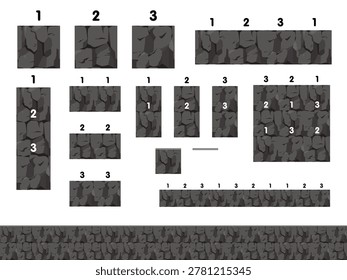 Illustration material of ground blocks with rock cross-sections - any combination will stick together