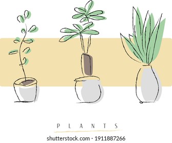 Illustration material of hand painted foliage plant