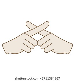Illustrationsmaterial einer Handpose mit einem Kreuz