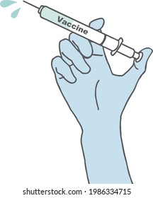 Illustration material of hand to vaccinate