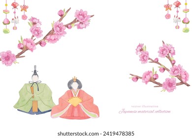 
Illustration material of Hinamatsuri painted in watercolor