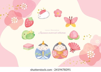 
Illustration material of Hinamatsuri painted in watercolor