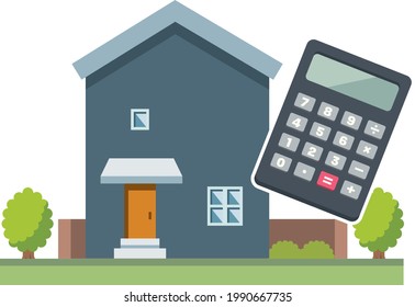 Illustration material of house and calculator