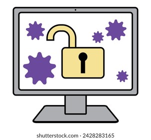 Illustration material of an image of a computer infected with a virus