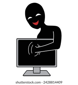 Illustration material of an image of a hacker invading