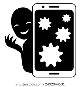 Bildmaterial eines mit einem Virus infizierten Hackers und Smartphones