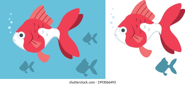 Illustration material of Japanese goldfish