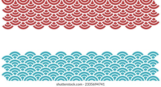 Material de ilustración de olas azules con motivos japoneses.