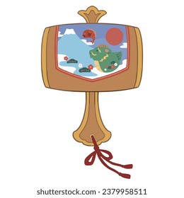 Illustration material of a Japanese-style hammer with an illustration of a dragon