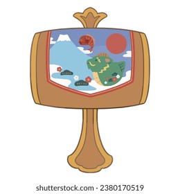 Illustration material of a Japanese-style hammer with an illustration of a dragon