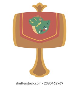 Illustration material of a Japanese-style hammer with an illustration of a dragon