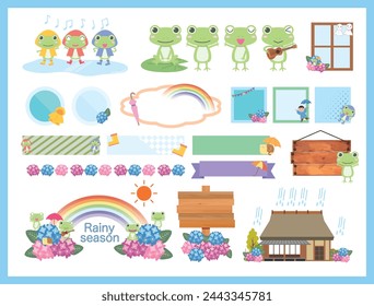 Illustration material of Japan's rainy season from May to July