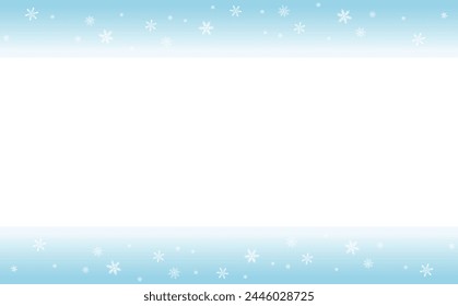 Illustration material with light blue gradation background and falling snowflakes