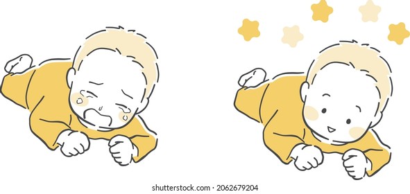 Illustration material of lying baby