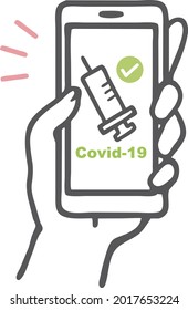 Illustration material to make a reservation for the new coronavirus vaccine on a smartphone