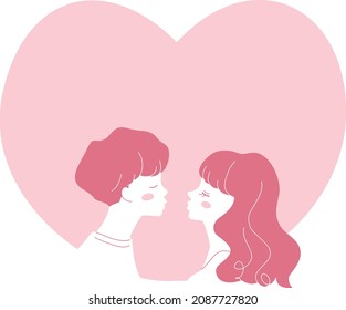 Illustration material of male and female couple kissing