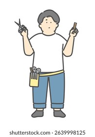 Illustration material of male hairdresser