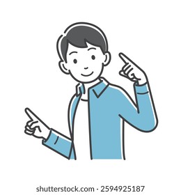 Illustration material of a man appealing by pointing