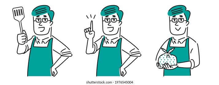 Illustration material of a man in an apron