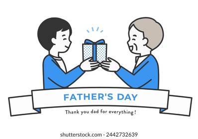 illustration material of a man giving a present on father's day