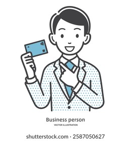 Illustration material of a man introducing a card