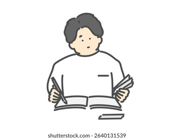 Illustration material of a man studying