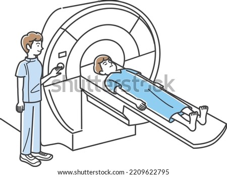 Illustration material of a man undergoing an MRI examination