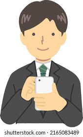 Illustrationsmaterial eines Mannes, der ein Smartphone betreibt