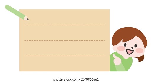 Illustration material of memo and person