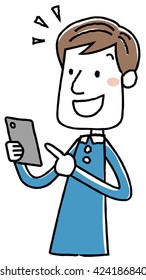 Illustration material: Men casual mobile phone operation understanding