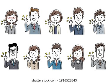 Illustration material: Men and women in suits, business, sets, motivation