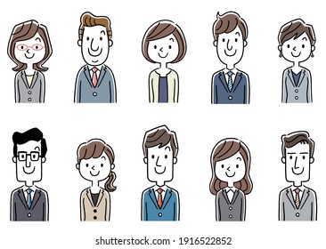 Illustration material: Men and women in suits, business, set