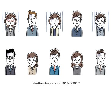 Illustration material: Men and women in suits, business, sets, depressed