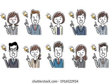 Illustration material: Men and women in suits, business, sets, ideas