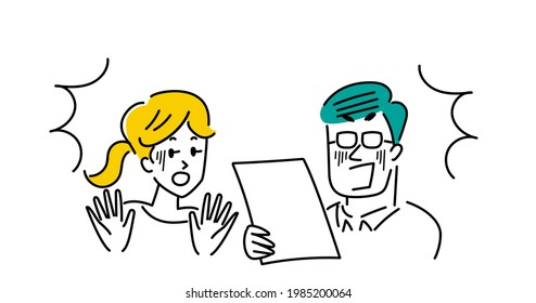 Illustration material of men and women who are shocked