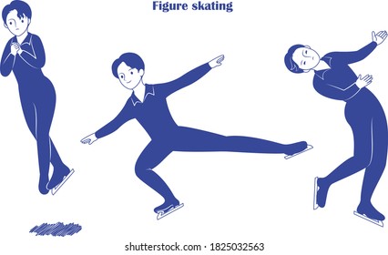 Illustration material of men's figure skating