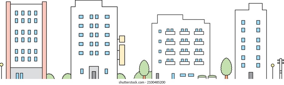
Material de ilustración del edificio de altura media