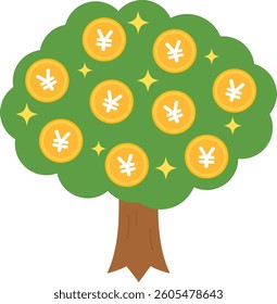 Illustration material of a money tree, an image of increasing money
