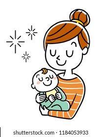 Illustration material: Mother holding a baby