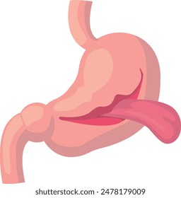 
Illustration material of a mouth appearing in the stomach and sticking out the tongue