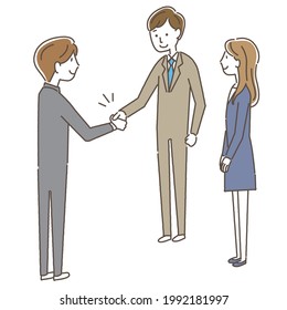 Illustration material of office worker shaking hands