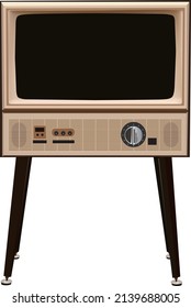 Material de ilustración de TV antigua con piernas