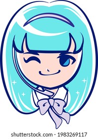 illustration material Operator cute female anime style 