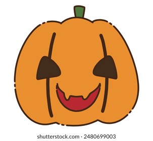 Illustration material of an orange jack-o-lantern