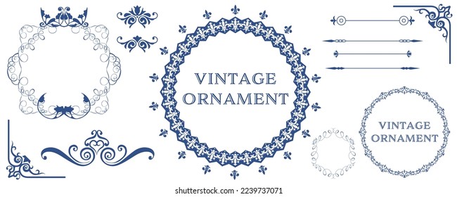 Illustration material, Orient pattern, antique, vintage frame. decorative ruled ornament