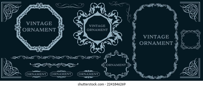 Illustration material, Orient pattern, antique, vintage frame. decorative ruled ornament