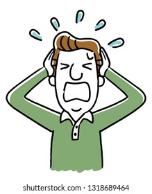 Illustration material: Panic, confused men